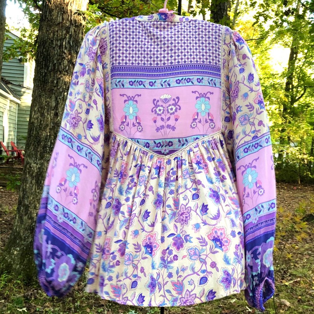Spell Lavender Purple Floral Peasant Blouse